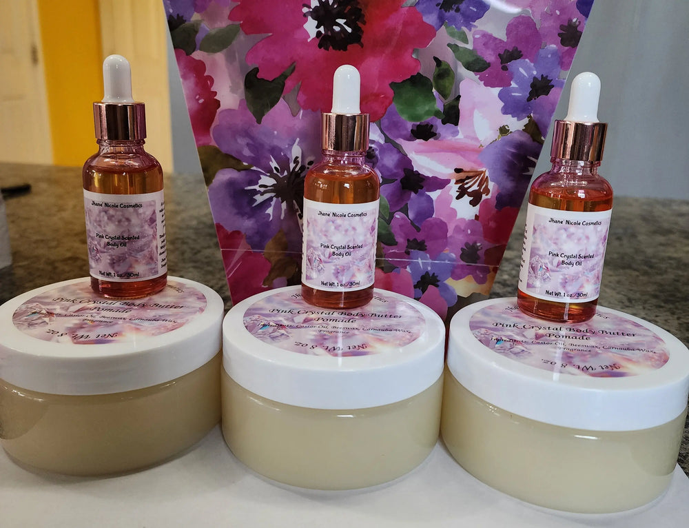 Pink Crystal Body Oil and Body Butter Set Jhane' Nicole Cosmetics