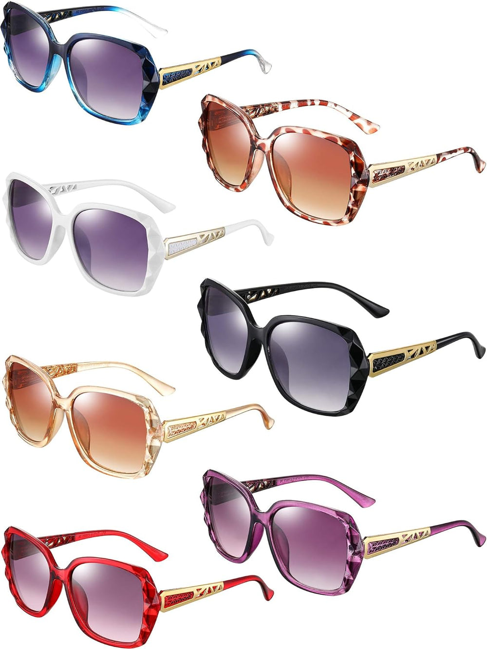 7 Pairs Oversized Sunglasses Women Sparkling Frame Classic Ladies Sunglasses Polarized Square Sunglasses Weewooday-AMA