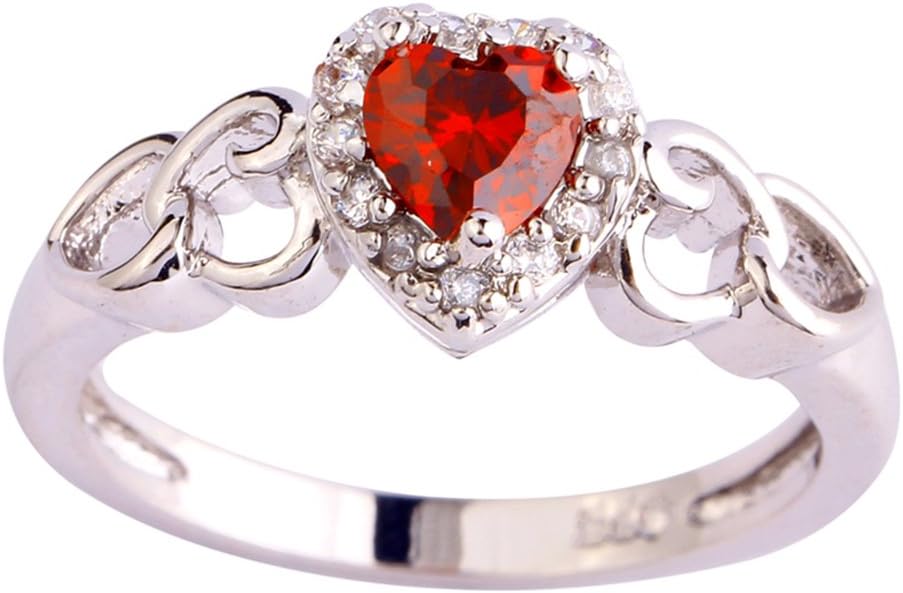 Psiroy 925 Sterling Silver Heart Shaped Created Pink Topaz Filled Halo Engagement Ring Psiroy-AMA