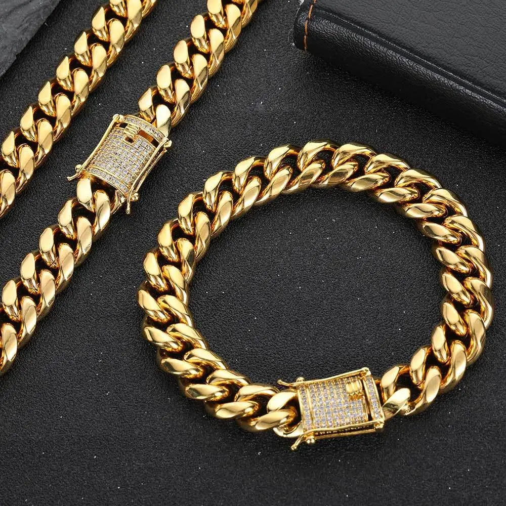 18k Gold Plated Stainless Steel Non-Turning Cuban Link Chains and Bracelets Jhane' Nicole Cosmetics